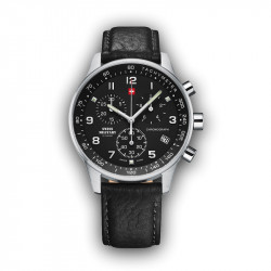 Muški swiss military chrono quartz chronograph crni srebrni sportsko elegantni ručni sat crnim kožnim kaišem ( sm34012.05 )