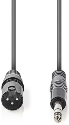 Nedis COTH15100GY50, Balansirani audio kabl, XLR 3-pinski muški, 6,35 mm muški, Niklovani, 5,00 m, PVC