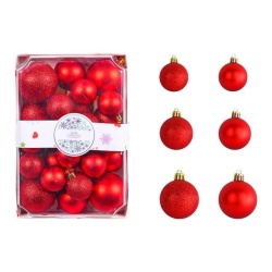 Novogodišnji set kugli za jelku, 26 komada, crvene, različite veličine 4-6 cm ( ASNX26-002 )