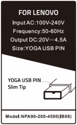 NPA90-200-4500 (IB08) ** Gembird punjac za laptop 90W-20V-4.5A, USB Yellow PIN (1229) - Img 2