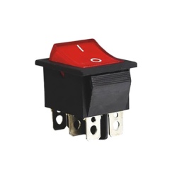 Proelektronic Crveni prekidač 31x22mm 2pola/6pinova ( PREK-220V6P )