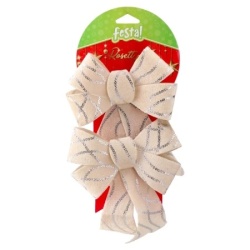 Rosett duo novogodišnja dekoracija mašna puder roze 14 x 18cm ( 715573 )