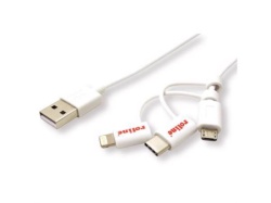 Secomp Roline USB 2.0 Charge & Sync A micro B + 8 pin + C m/m 1.0m ( 5366 )-1