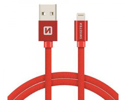 Swissten data kabl tekstil USB na iPhone 1.2m crveni - Img 1