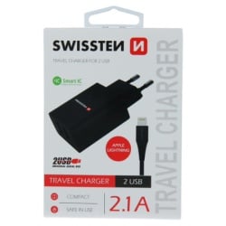 Swissten punjač 2xUSB 2,1A+ kabl lightning 1,2m crna ( 80068 )-2