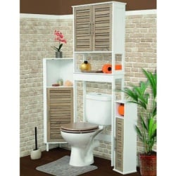 Tendance kupatilski ugaoni ormaric sa vratima i 1 policom stochklom 30x30x118cm mdf bambus bela ( 9923306 )-3