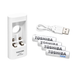 Toshiba USB punjač za Ni-MH akumu. AA, AAA + 4 punjiva akum. AA 2000mAh ( TNHC-6GME4 )