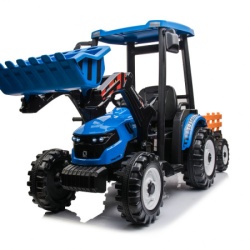 Traktor Sa Prikolicom i Utovarivačem Plavi Premium Oprema 24V7A ( 12949 )