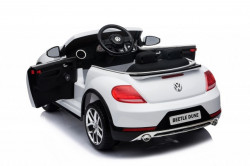 Volkswagen Buba Licencirani auto na akumulator sa kožnim sedištem i mekim gumama - Beli - Img 5