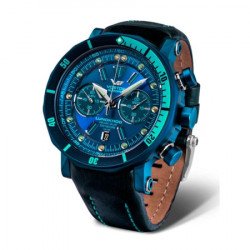 Vostok europe muški lunokhod 2 chronograph plavi sportsko elegantni ručni sat sa plavim kožnim kaišem ( 6s21/620e278k ) - Img 1