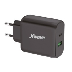 Xwave 214422 GaN45-AC GaN ultra-brzi punjac 45W USB-A + USB-C, za mobilne, tablete, Crni
