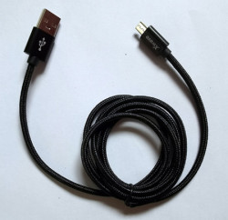 Xwave USB kabl /USB 2.0 (tip A -muški) -Micro USB (tip A -muški)/dužina 2m/2A/Aluminium /crni upleteni ( USB Micro 2m 2A Al /black mesh ) - Img 1