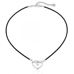 Ženska majorica amour crna kožna Čelična ogrlica sa bisernim privezkom 8 mm ( 16162.01.0 000.010.1 ) - Img 3