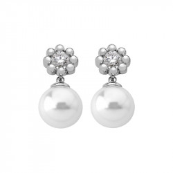 Ženske majorica exquisite bele srebrne biserne mindjuše sa kristalima 10 mm ( 10893.01.2 000.010.1 )