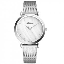 Ženski adriatica milano mermer beli srebrni modni ručni sat sa srebrnim pancir kaišem ( a3713.511fq ) - Img 1