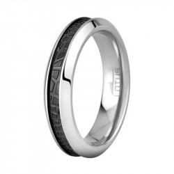 Ženski lotus style steel rings uži staklo crni prsten od hirurškog Čelika 54 ( ls1427-3/114 ) - Img 1