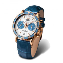 Ženski vostok europe lady line undine chronograph plavi sportski sat sa gumenim i 2 kožna kaiša ( vk64/515b527k ) - Img 1