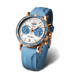 Ženski vostok europe lady line undine chronograph plavi sportski sat sa gumenim i 2 kožna kaiša ( vk64/515b527k ) - Img 2