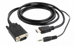 A-HDMI-VGA-03-10 Gembird HDMI to VGA and audio adapter cable, single port, 3m, black - Img 2