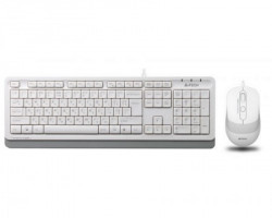 A4 Tech F1010 USB US bela tastatura + USB beli miš - Img 1