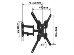 Alpha nosac za TV/17"-55"/ ARM/LONG/NAGIB -15°do+15°/ROTACIJA 180°/VESA 400X400/do 30kg/75-400mm od zida ( ALPHA 17-55 LONG ARM 024333 )