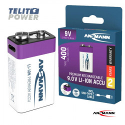 Ansmann punjiva Li-Ion 9V - block 400mAh sa USB tip C ulazom za punjenje ( 4199 ) - Img 1