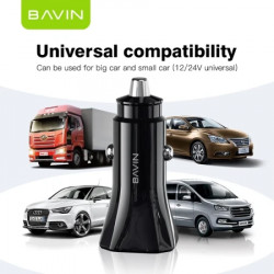 Bavin auto punjač max 38W PD20W+ QC3.0 USB-A + USB-C crna ( 90025 ) - Img 4