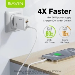 Bavin punjač 36W USB-A + USB-C bela ( 90031 )-5