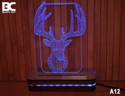 Black Cut 3D Lampa jednobojna - Jelen ( A12 ) - Img 5
