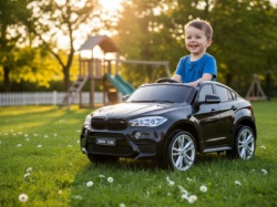 BMW X6 M Licencirani dvosed na akumulator sa kožnim sedištima i mekim gumama - Crni