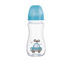 Canpol baby flašica 300ml široki vrat antikolik - easy start- toys car - plava ( 35/222_blu )-1