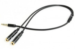 CCA-417M Gembird 2x 3.5 mm(slusalice i mikrofon) Metalni adapter na 1x 3.5mm(4 pin) cable, 0.2m crn - Img 2