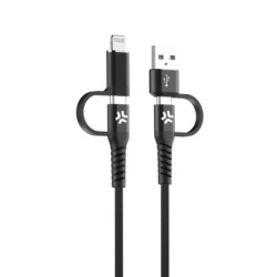 Celly 4u1 kabl za telefon USB-C na USB-C sa USB-A & Lightning nastavcima  ( USBC4IN1BK )-1