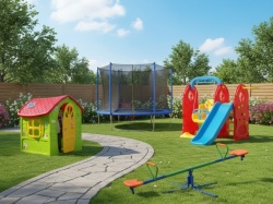 Dečiji komplet MEGA za dvorište (Mega) Kućica + Set 7u1 + Klackalica + Trambolina