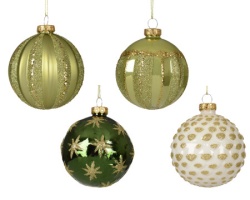Dekordom dekoracija - hanging bauble glass 8cm 062883 - green assorted - kmg ( 045638 )