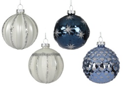 Dekordom dekoracija - hanging bauble glass 8cm 062890 - white assorted - kmg ( 045640 )