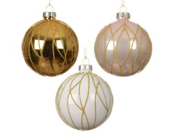Dekordom dekoracija - hanging bauble glass 8cm 071459 - assorted - kmg ( 045646 )