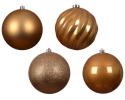 Dekordom dekoracija - hanging bauble set mix 4pcs 14cm 023199 - caramel brown - kmg ( 045612 )