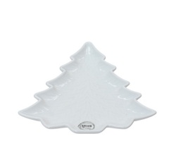 Dekordom novogodišnja dekoracija - plate porcelain tree 20cm 604080 - white - kmg ( 043372 )