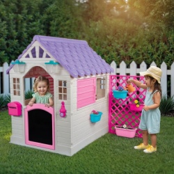 Dolu Roze/Ljubičasta - Premium kućica za decu sa vrtom i tablom za crtanje ( 025784 ) ( 025784 )