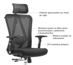 Ergo office plus - Radna anatomska stolica S1- Crna - Img 5