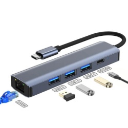 Fast Asia Adapter-konvertor TIP C na 3xUSB 3.0+TIP C+RJ45 ( 800 )