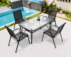 Garden sto sa 4 stolice set - kaljeno staklo