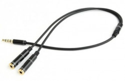 Gembird 2x 3.5 mm(slusalice i mikrofon) metalni adapter na 1x 3.5mm(4 pin) cable, 0.2m crn CCA-417M - Img 2