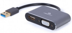 Gembird A-USB3-HDMIVGA-01 USB to HDMI + VGA display adapter, space grey - Img 1