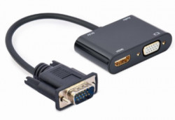 Gembird A-VGA-HDMI-02 VGA to HDMI + VGA adapter cable, 0.15 m, black - Img 1