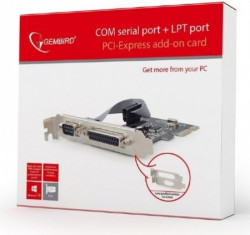 Gembird COM serial port+LPT port PCI-Express add-on card, +extra low-profile bracket ( PEX-COMLPT-01 )