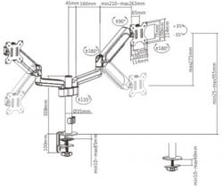 Gembird MA-DA2P-01 podesivi dupli stoni drzac za monitor, tilt,17-232 max.2x9kg - Img 3