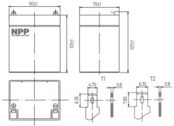 Gembird NPP NP12V-4.5Ah, agm battery C20=4.5AH, T1, 90x70x101x107, 1,5KG, black  - Img 3