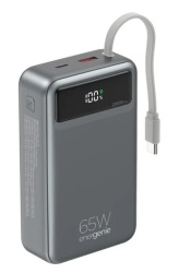 Gembird PB20-PD65-LCD-01 Powerbank od 65W za brzo punjenje sa integrisanim kablovima, 20000 mAh